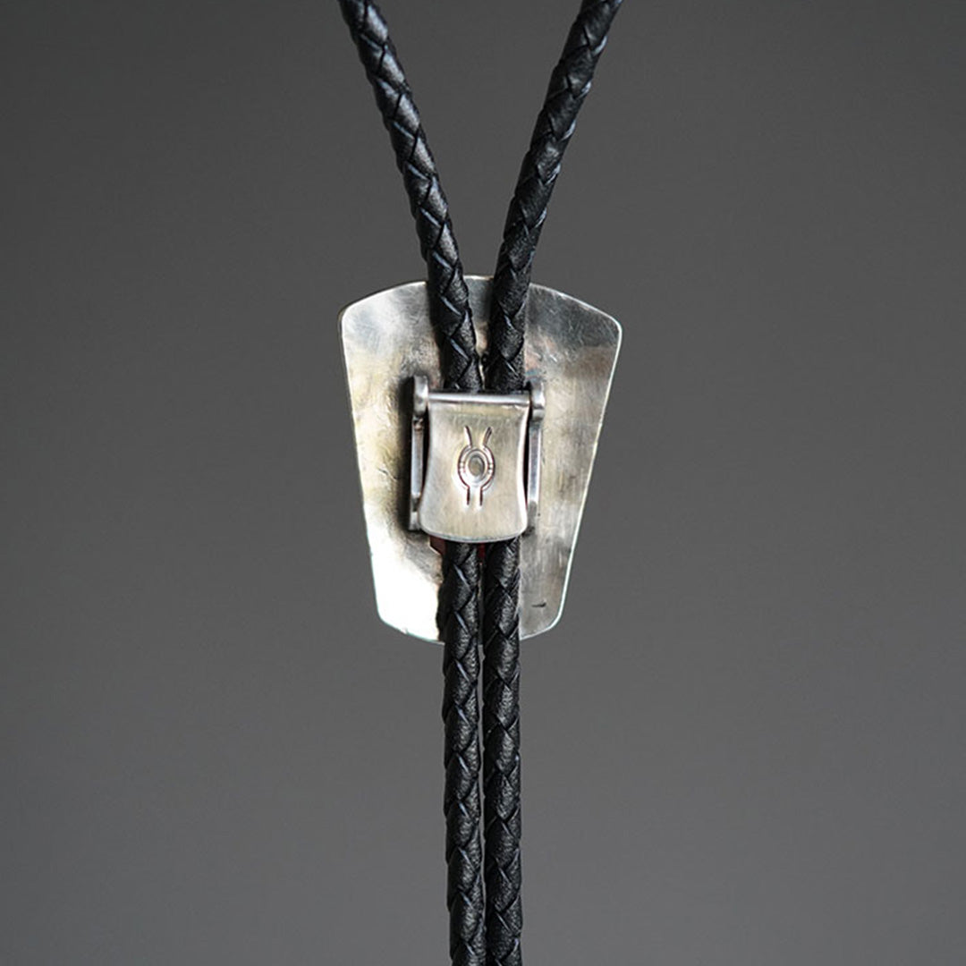 Square Sunstone Silver Bolo Tie For Men