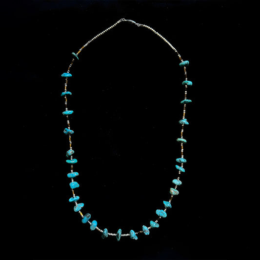 Turquoise Necklace With Puka Shell Beads