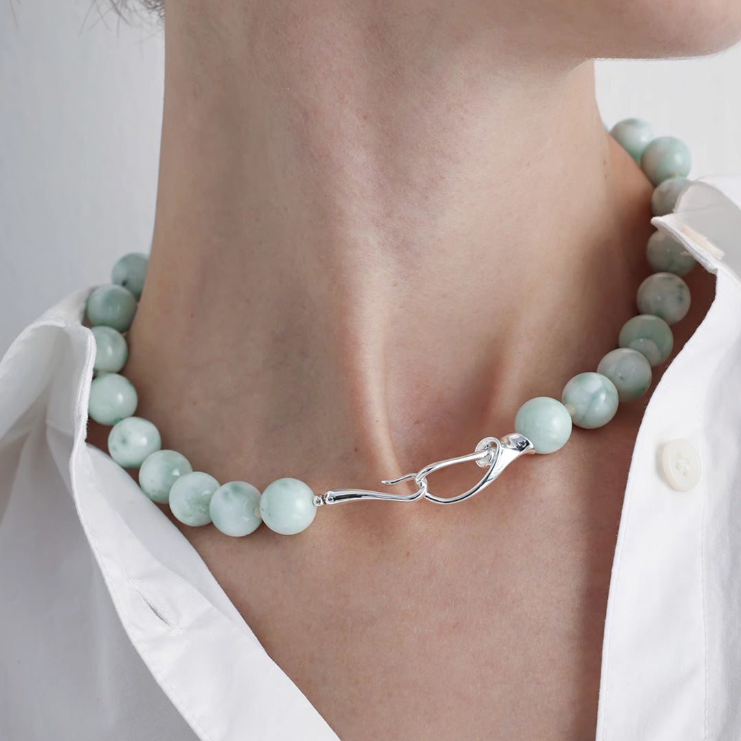 Australian Green Jade Beaded Necklace