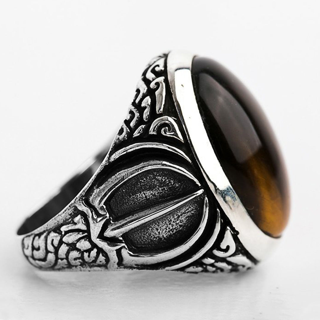 Beast Claw Tiger Eye HandCarved Ring for Men
