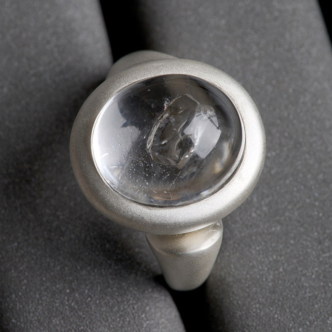 Timeless Waters Clear Enhydros Quartz Open Ring