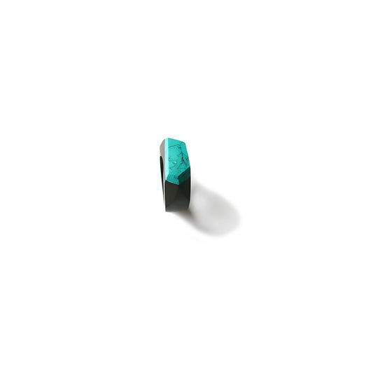 Geometric Turquoise Ebony Ring