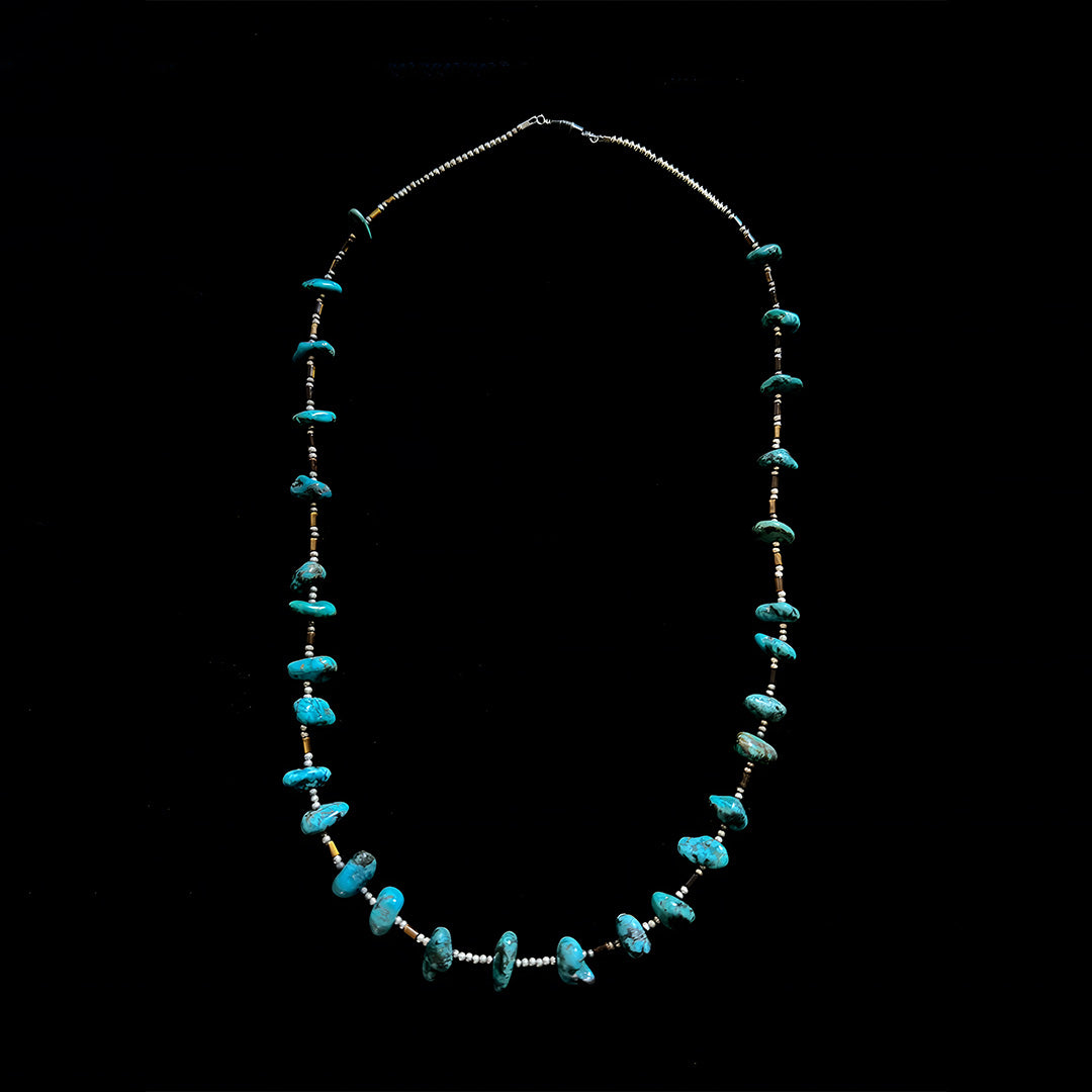 Turquoise Necklace With Puka Shell Beads