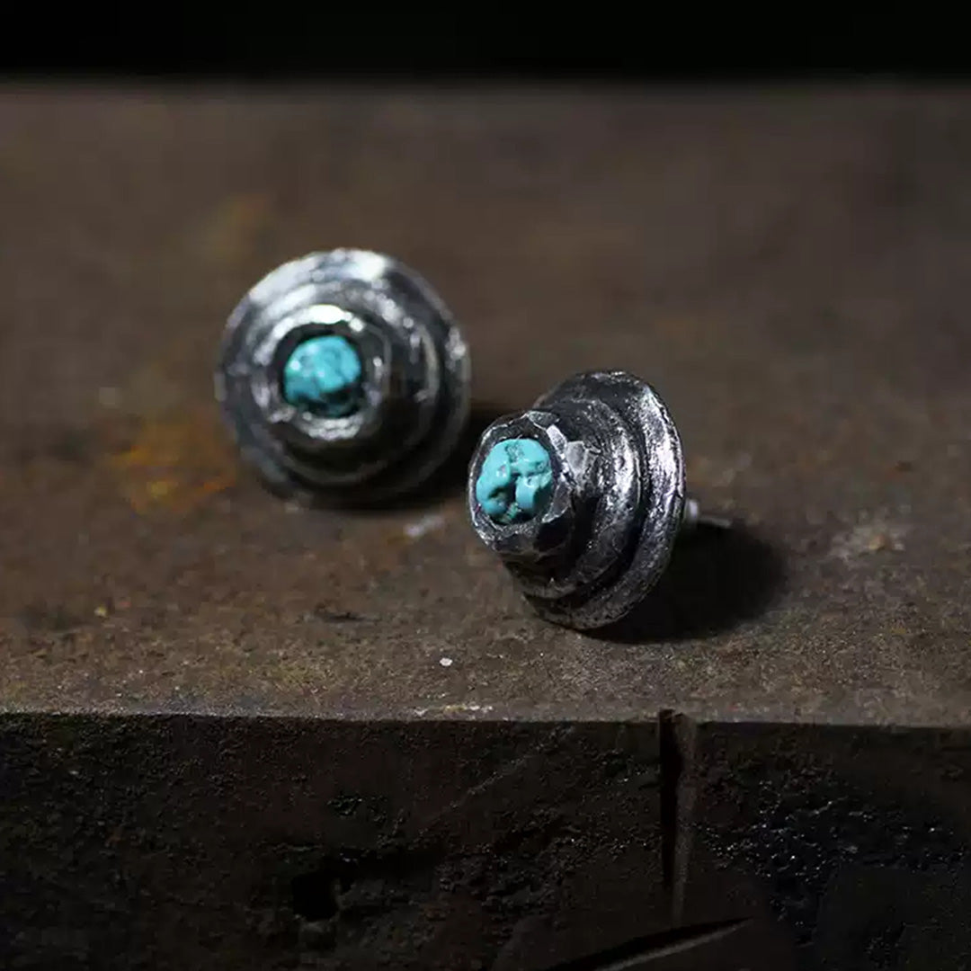 Nomadic Spirit Sterling Silver Turquoise Stud Earrings