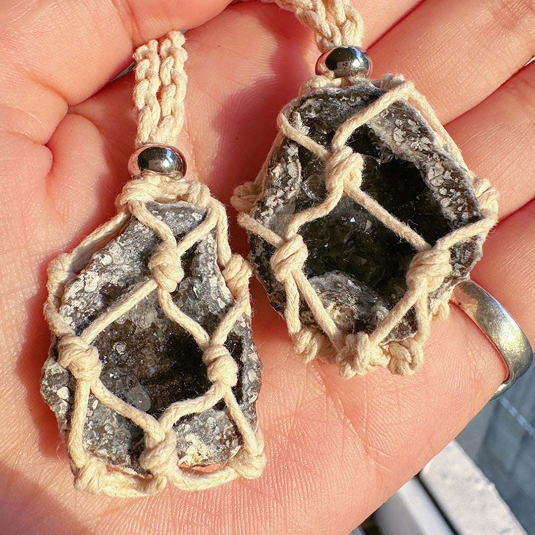 Custom Mini Crystal Geode Pouch Handwoven Abundance Charm