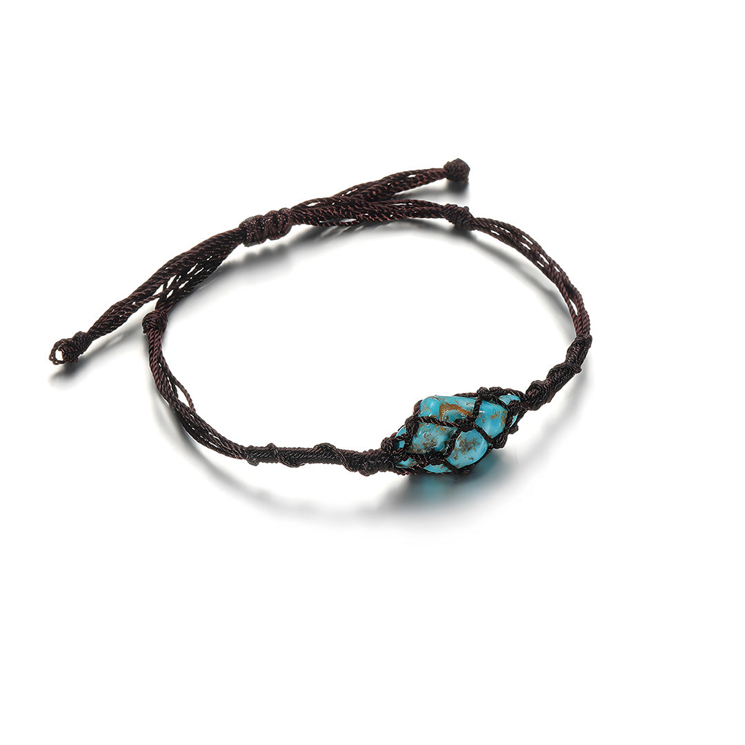 Turquoise Adjustable Handcrafted Wax Rope Bracelet