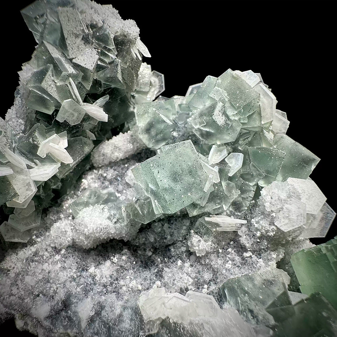416g Green Fluorite with Hexagonal Tabular Calcite