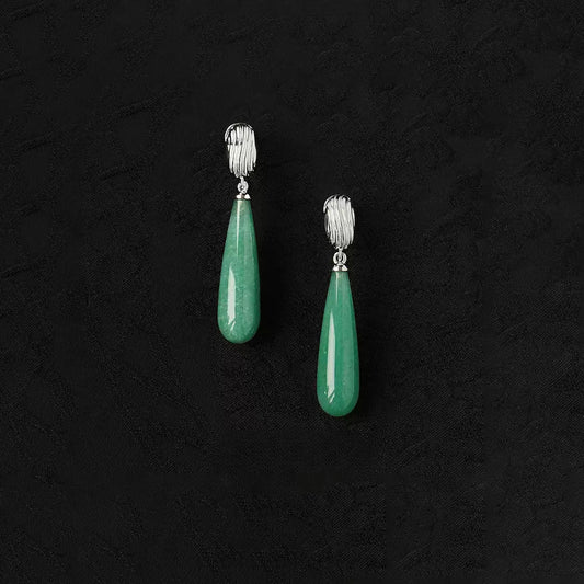 Water Drop Agate Silver Earrings Design