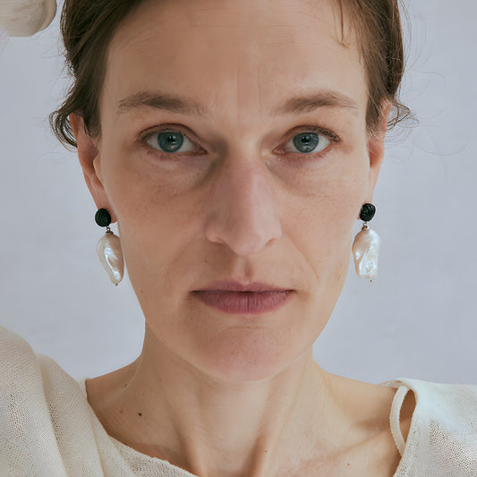 High Luster Baroque Pearl 18K White Gold Plated Earrings