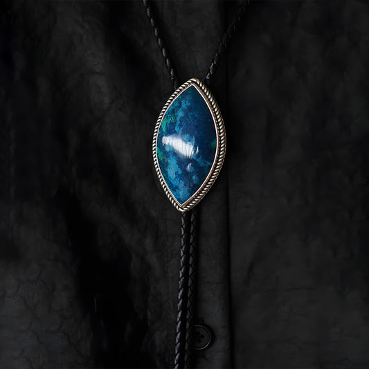 Unique Silver Inlaid Natural Phoenix Stone Bolo Tie