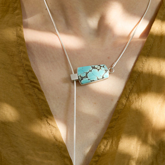 Good Fortune Natural Turquoise Adjustable Lariat Necklace