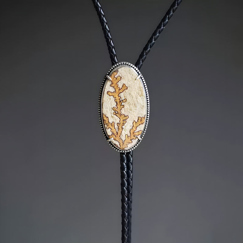 One Of A Kind Dendritic Granite Sterling Silver Bolo Tie