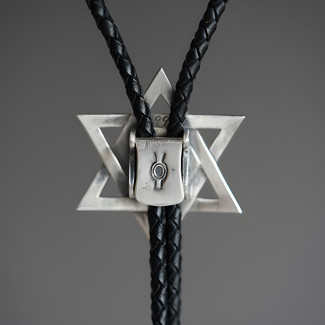 Hexagram Labradorite Bolo Tie 999 Sterling Silver