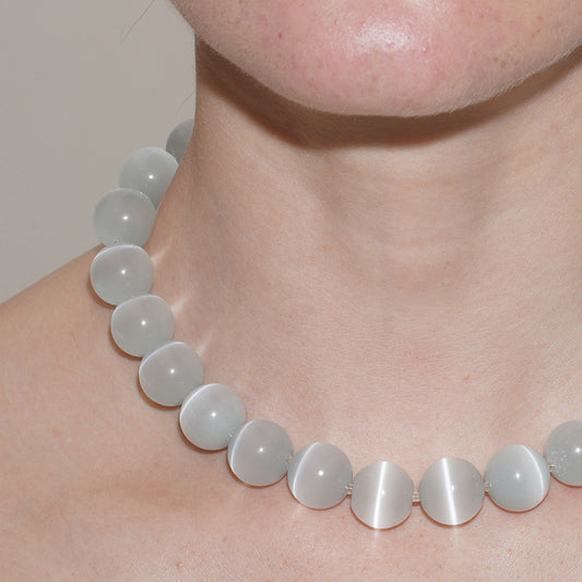 Mystic Elegance Blue Cat's Eye Apatite Statement Necklace