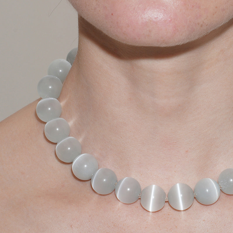 Mystic Elegance Blue Cat's Eye  Apatite Statement Necklace - second image