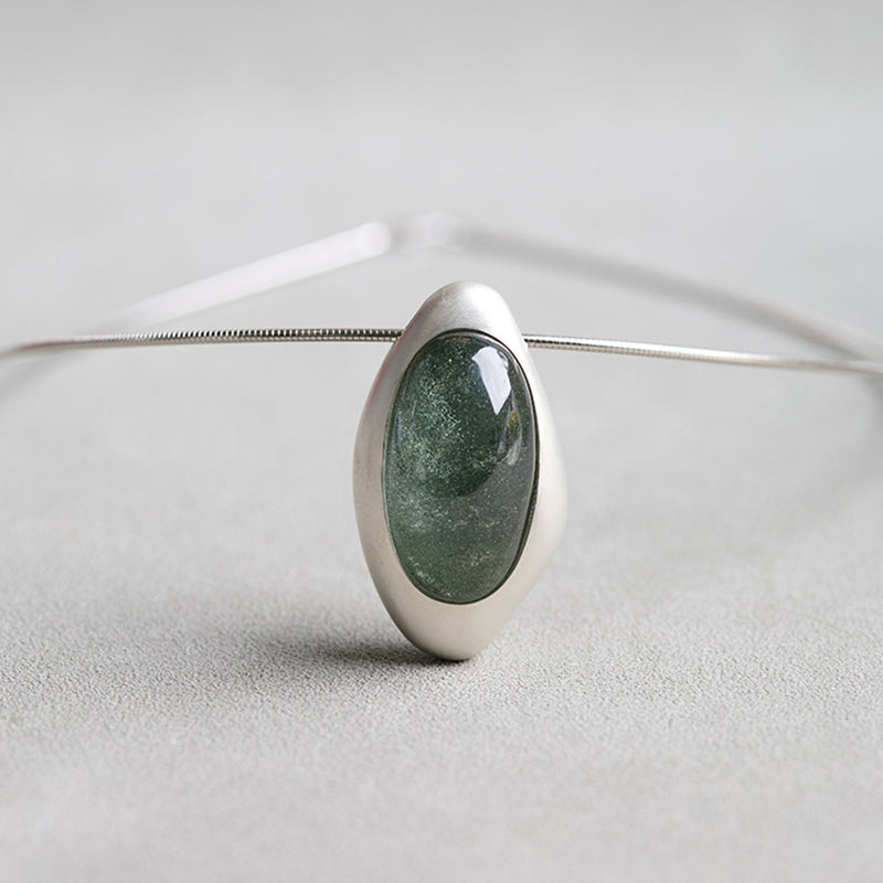 Connect Forest Green Phantom Quartz Charm silver Pendant
