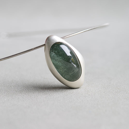 Connect Forest Green Phantom Quartz Charm silver Pendant
