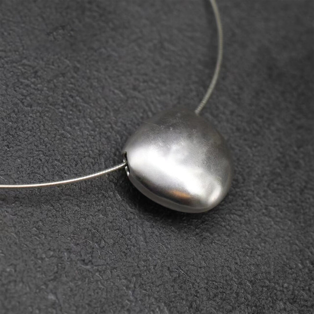 Inferno Heart Lava Stone Pendant Sterling Silver