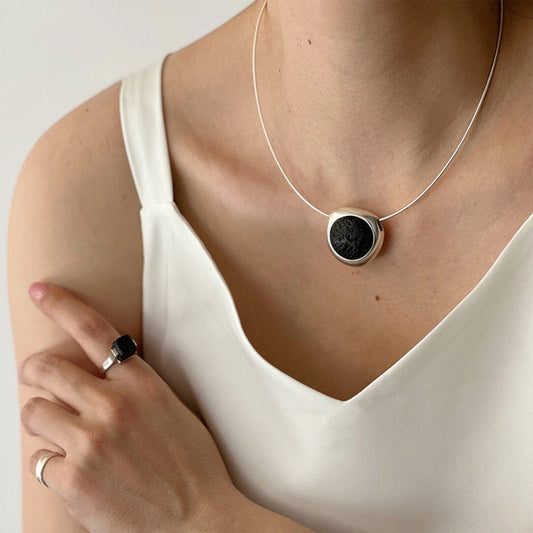 Inferno Heart Lava Stone Pendant Sterling Silver