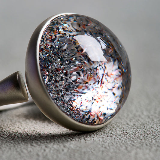 Multidimensional Energy Natural Super Seven Crystal Ring