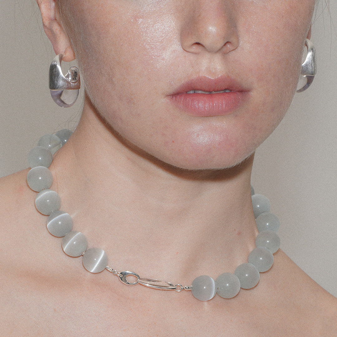 Mystic Elegance Blue Cat's Eye Apatite Statement Necklace