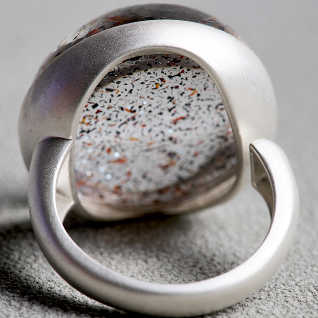 Multidimensional Energy Natural Super Seven Crystal Ring