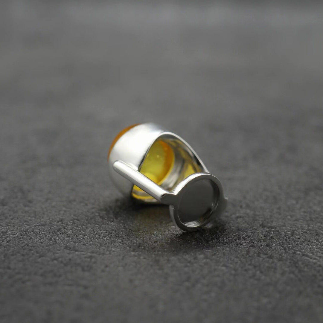 Wealth Sync Round Amber Pillar Ring