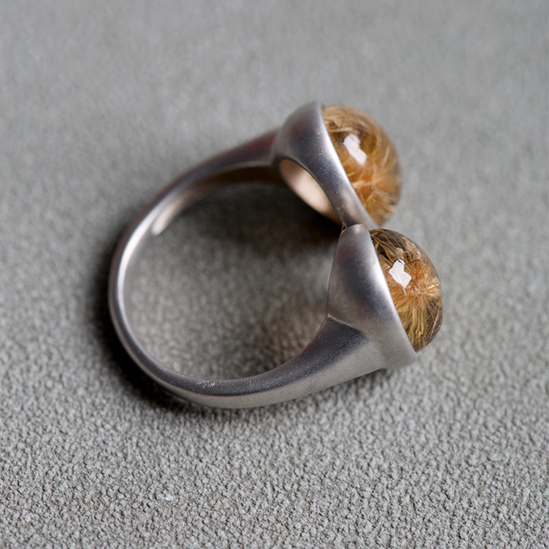 Radiant Burst Rare Rutilated Quartz Statement Ring