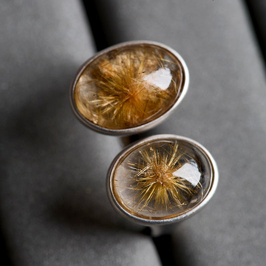 Radiant Burst Rare Rutilated Quartz Statement Ring