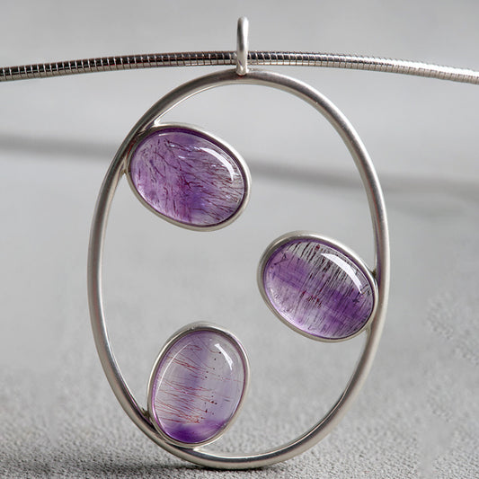 Astral Guide Violet Amethyst Rutilated Quartz Pendant