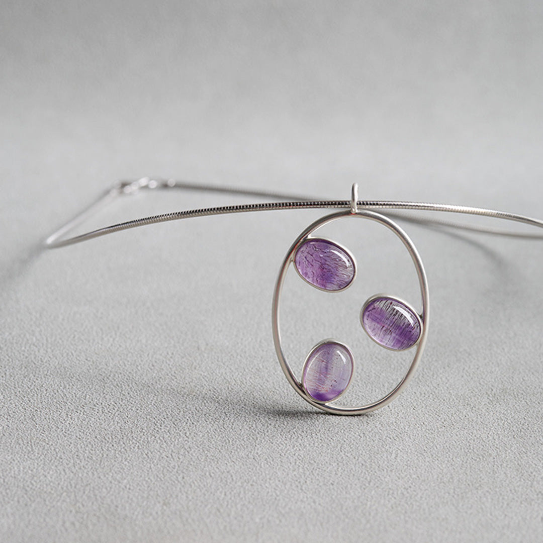 Astral Guide Violet Amethyst Rutilated Quartz Pendant