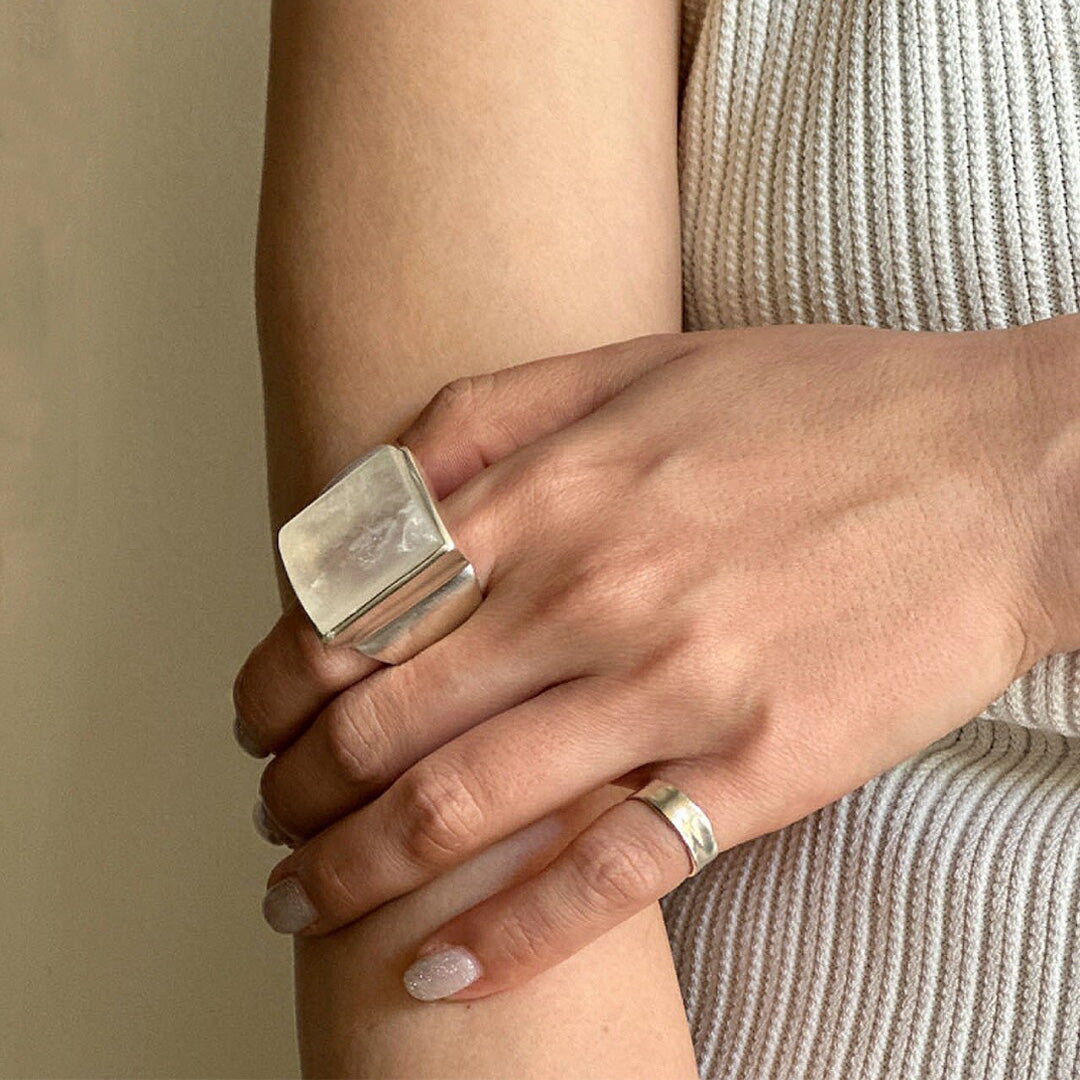 Lunar Glow Premium Square Moonstone Ring