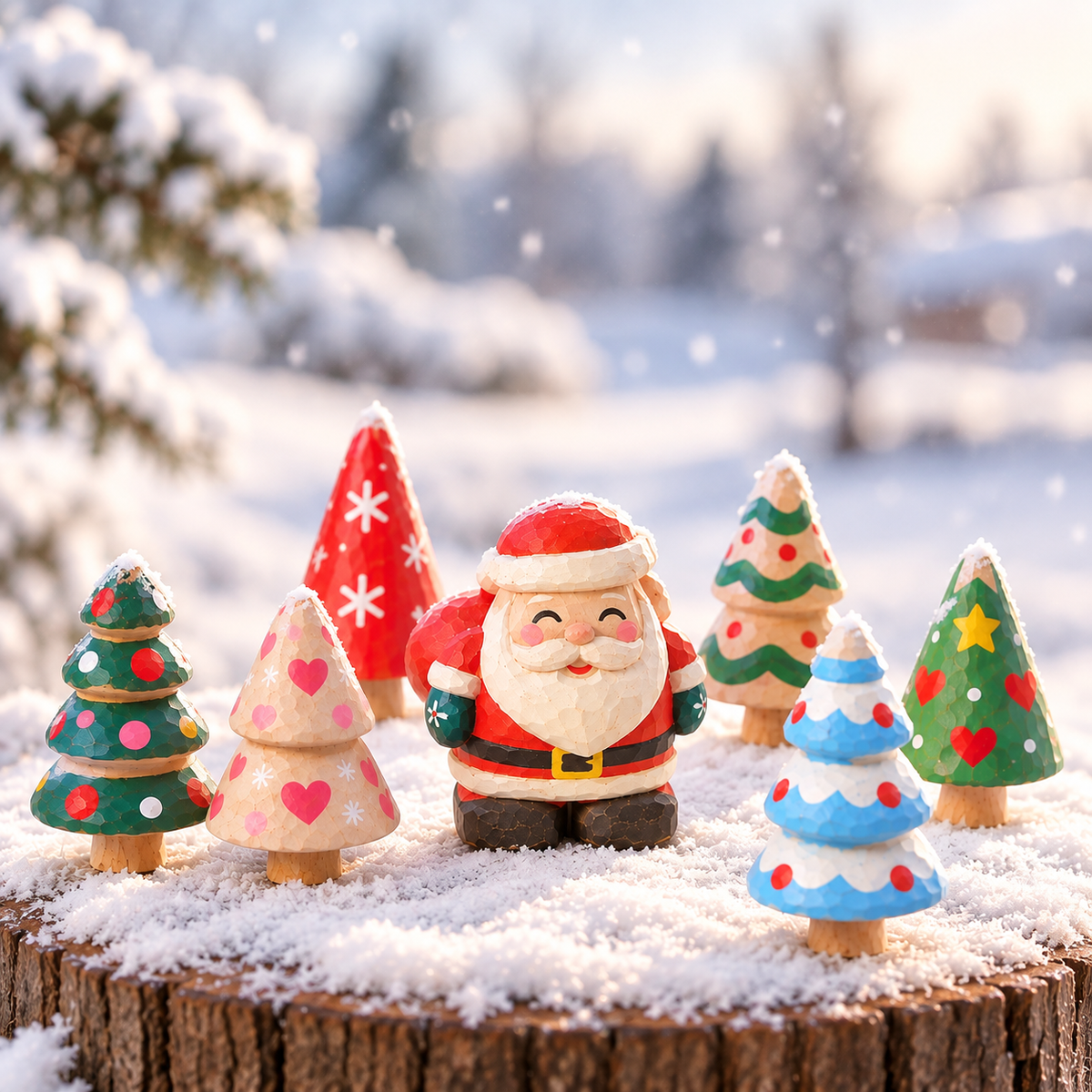 Unfinished Wooden Christmas Tree Craft Set