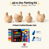 Mini Hand-Carved Wooden Cat DIY Kit