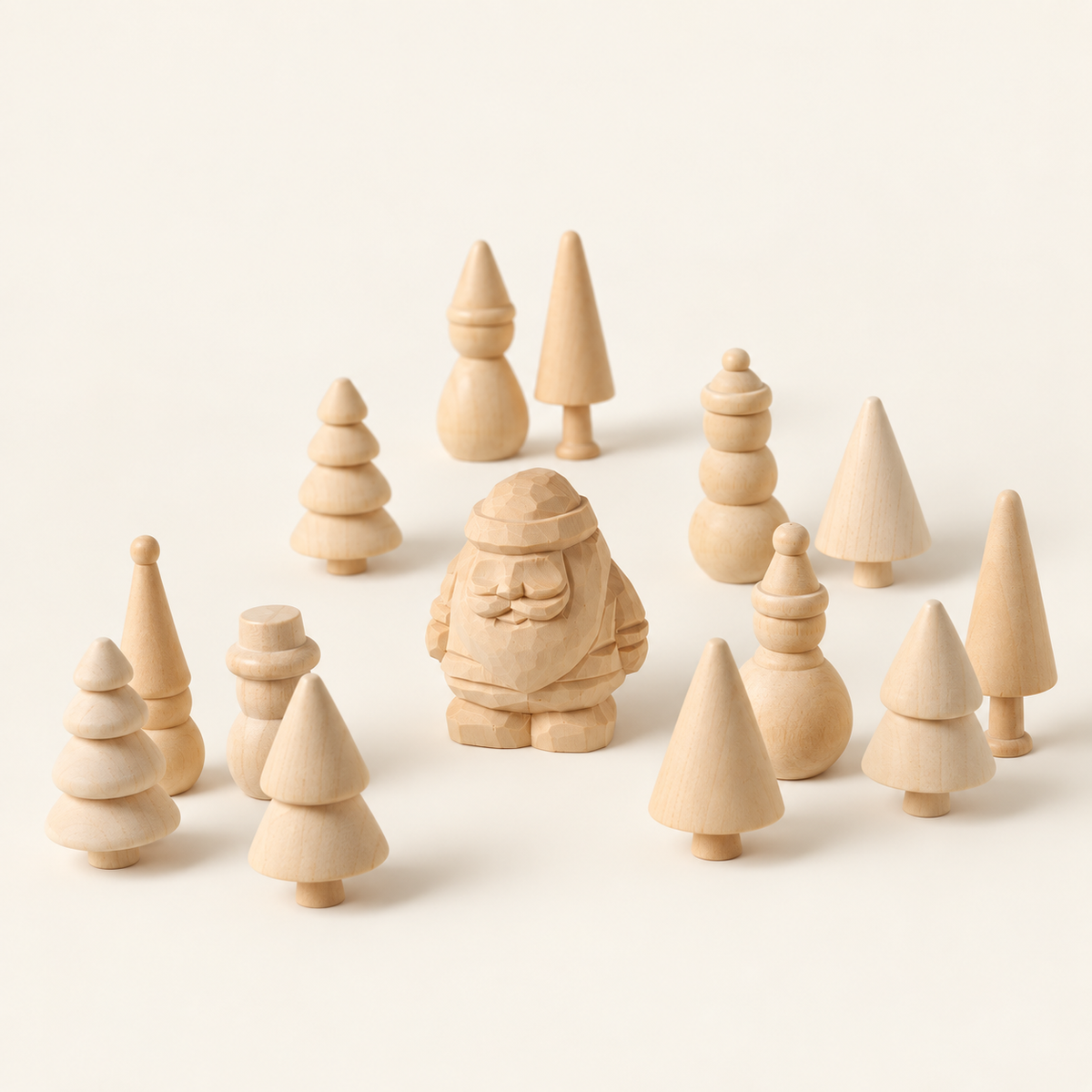 Unfinished Wooden Christmas Tree Craft Set