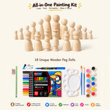 Wooden Peg Dolls DIY Painting Set