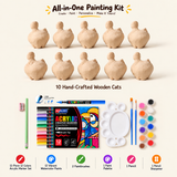 Mini Hand-Carved Wooden Cat DIY Kit