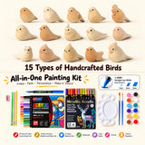 DIY Hand-Painted Wooden Bird Collection