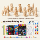 DIY Wooden Skiing Animal Painting Kit