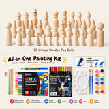 Wooden Peg Dolls DIY Painting Set