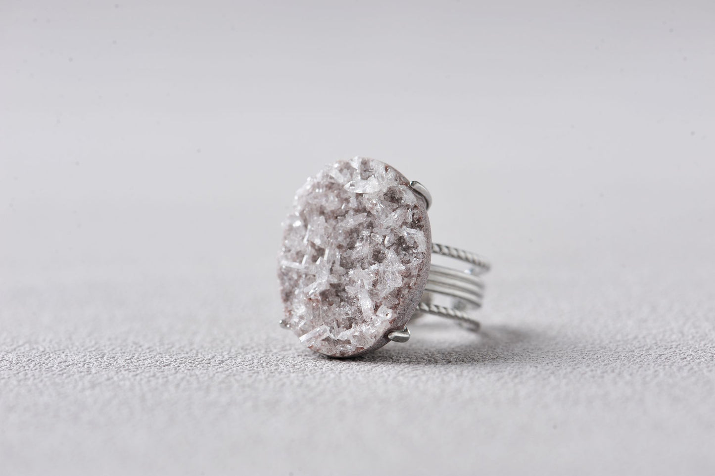 Ancient Memory Lemurian Quartz Cluster Ring
