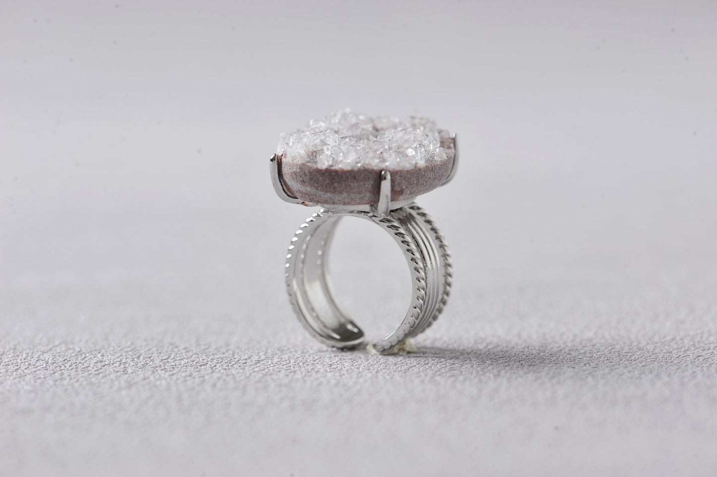 Ancient Memory Lemurian Quartz Cluster Ring