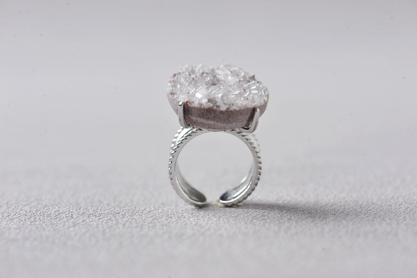 Ancient Memory Lemurian Quartz Cluster Ring