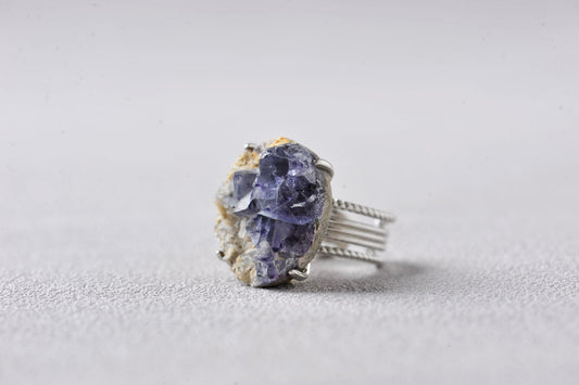 Transcendent Purple Fluorite Mineral Specimen Ring