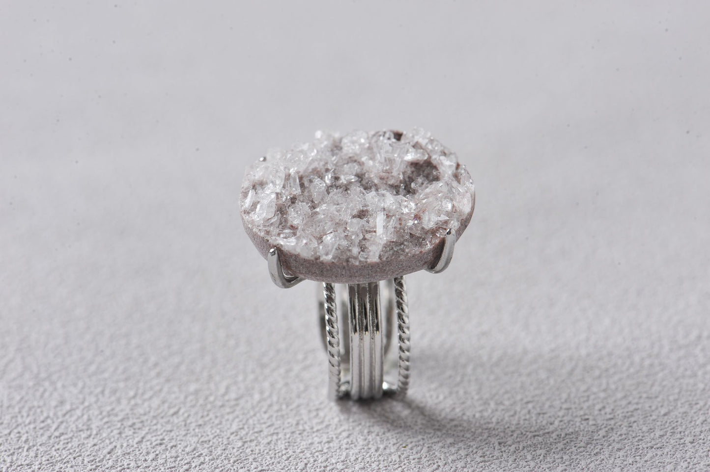 Ancient Memory Lemurian Quartz Cluster Ring