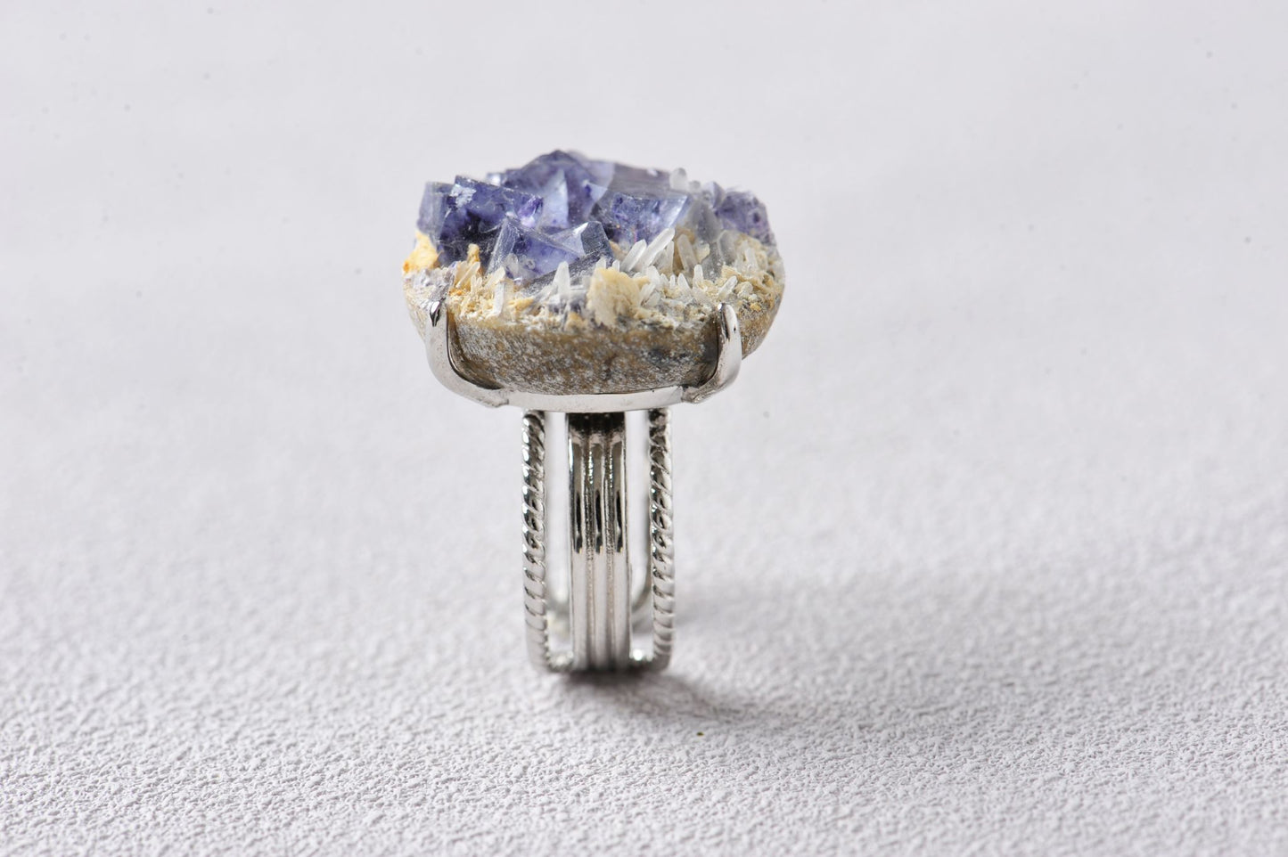 Transcendent Purple Fluorite Mineral Specimen Ring