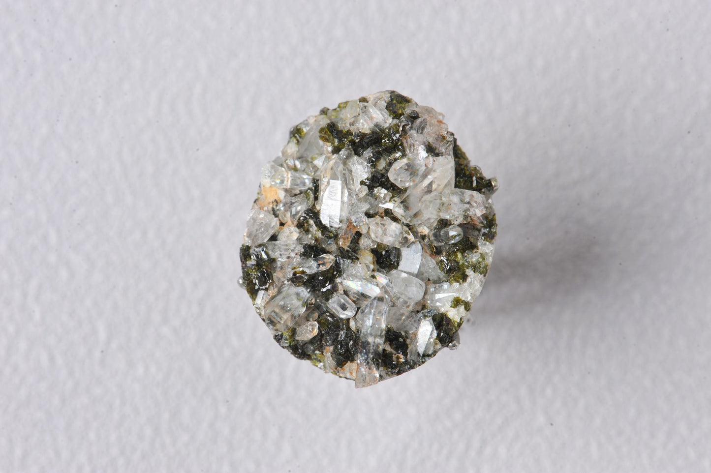 High-Vibration Epidote Quartz Cluster Ring