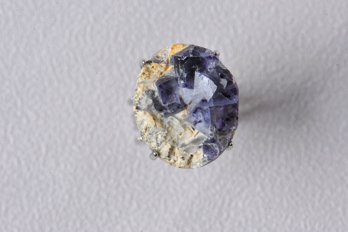 Transcendent Purple Fluorite Mineral Specimen Ring