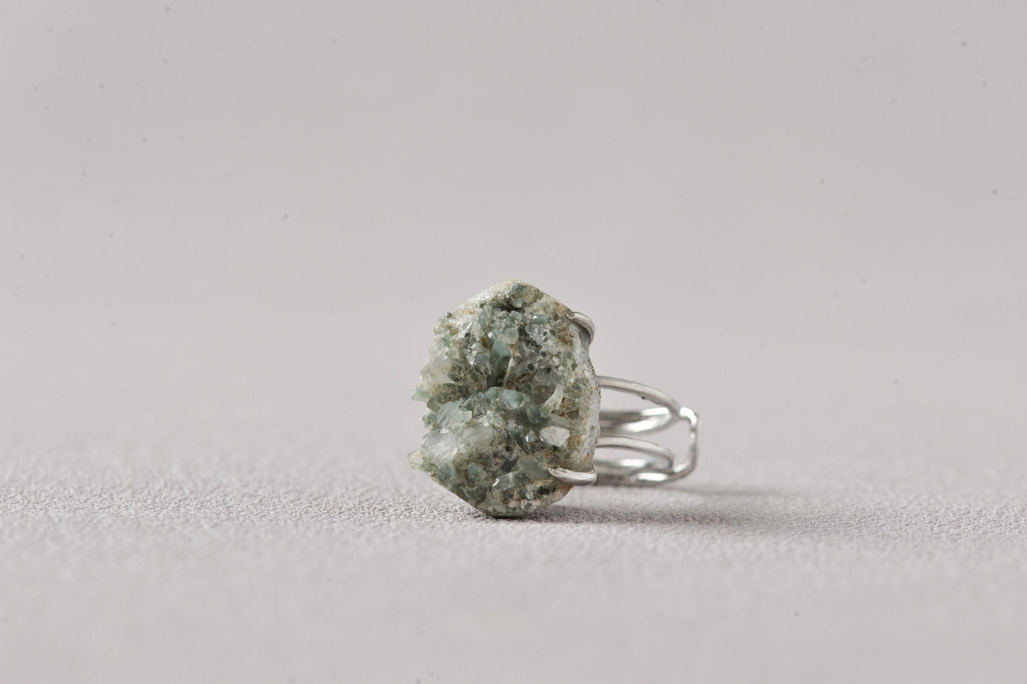 Phantom Chlorite Green Quartz Cluster Ring