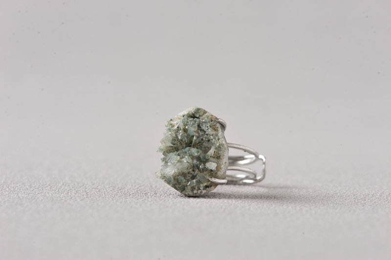 Phantom Chlorite Green Quartz Cluster Ring